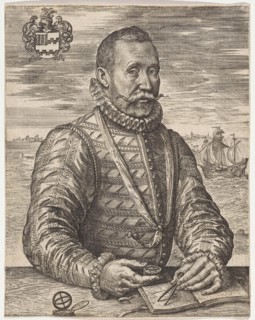 Portrait of a naval officer William Bloys van Treslong, Johannes Wierix, 1559 - before 1585