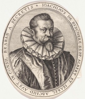 Portrait of Joachim de Buschere, secretary in the Council of Brabant, Johannes Wierix, 1603