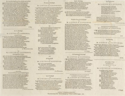 Praise poems of various writers Lieven Willemsz or Coppenol, Cornelis Boey, Jacob Westerbaen, Joost