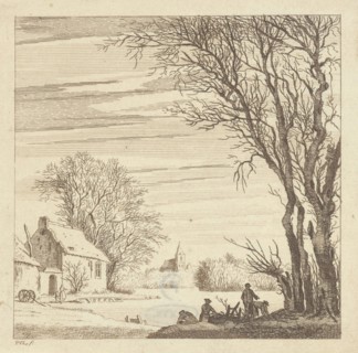 Winter landscape, Paulus van Liender, 1741 - 1797, print maker: Paulus van Liender