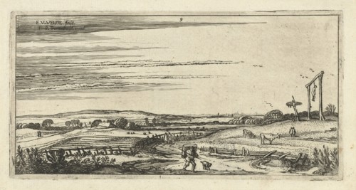 Landscape with gallows in Haarlem, The Netherlands, Esaias van de Velde, 1615 - 1616