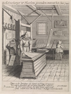 Interior of a book printer, Jan van de Velde, 1628