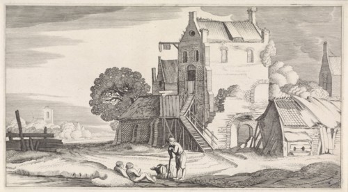 Three figures conversing at an inn, Jan van de Velde (II), 1639 - 1641
