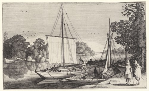 Turf Boats along a quay, Jan van de Velde (II), 1603 - 1641