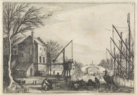 Figures on the ice at a brewery, Jan van de Velde (II), 1616