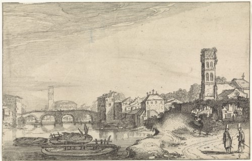 View of Rome with the Tiber and the Ponte Sisto, Italy, Jan van de Velde (II), 1616