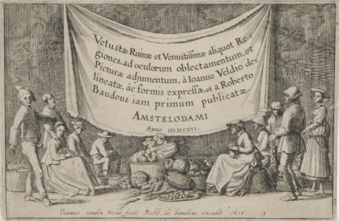 Figures with baskets of fruit and vegetables, Jan van de Velde (II), 1616