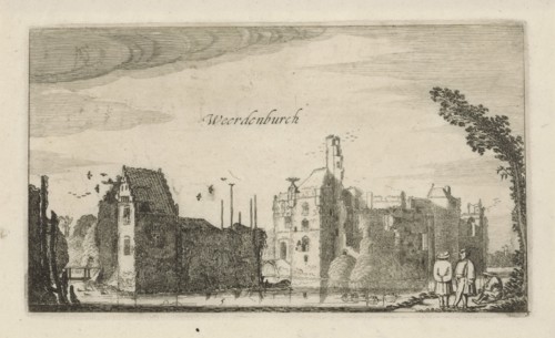 View of the ruins of Castle Waardenburg, Neerijnen The Netherlands, Jan van de Velde (II), Robert