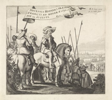 Exodus from the Spanish army from Maastricht, 1632, Jan van de Velde (II), Claes Jansz. Visscher