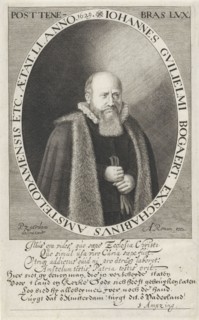 Portrait of Jan Bogaert Willemsz, print maker: Jan van de Velde II, Pieter Jansz. Saenredam, Samuel