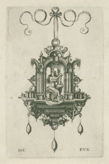Pendant (pendeloque) with Fortitudo, H. Collaert, Anonymous, 1555 - 1576