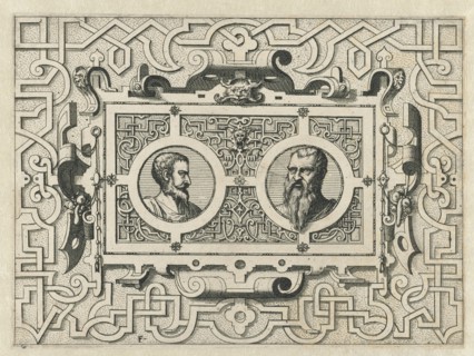 Cartouche surrounded by moresque motives, Johannes or Lucas van Doetechum, Hans Vredeman de Vries,
