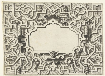 Cartouche surrounded by moresque motives, Johannes or Lucas van Doetechum, Hans Vredeman de Vries,