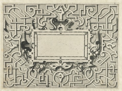 Rectangular cartouche surrounded by moresque motives, Johannes or Lucas van Doetechum, Hans
