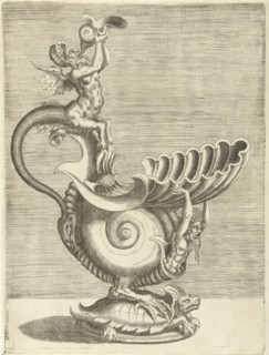 Jug in the form of a snail shell with a spout in a clamshell design, Balthazar van den Bos,