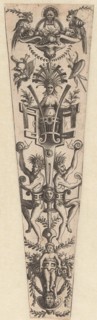 Frame of scroll with two satyrs, Anonymous, Cornelis Bos, 1516 - 1556