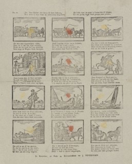 Vehicles, hunters and fishermen, under each picture a four-line verse, Jan Hendriksen (mentioned on