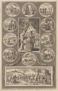Moses and Aaron with the tablets of the law, Jan Luyken, Gerardus Borstius (I), Jacobus Borstius,