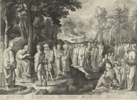John the Baptist preaches to the crowd, Nicolaes de Bruyn, 1581 - 1656