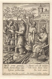 Christ child builds a fence, Hieronymus Wierix, 1563 - before 1619