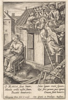 Christ Child puts a roof, Hieronymus Wierix, 1563 - before 1619