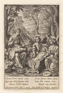 Christ child sleeps in the crib, Hieronymus Wierix, 1563 - before 1619