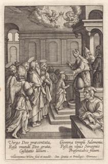 Presentation of Mary in the Temple, print maker: Hieronymus Wierix, 1563 - before 1619