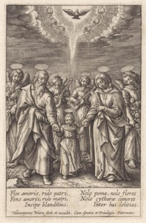 Maria with her parents Joachim and Anna, Hieronymus Wierix, 1563 - before 1619