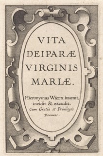 Cartouche with title, Hieronymus Wierix, 1563 - before 1619