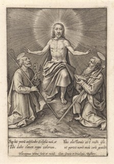 Risen Christ with Peter and Paul, Hieronymus Wierix, 1563 - before 1619