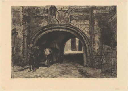 Vehicle with horse under an old gate, Willem Steelink (II), 1889