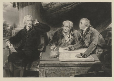 The Baring family father and two sons? at a table with merchants' books, MacInnes Edward?, Thomas