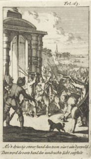 Storming the North Gate in Middelburg by rebellious peasants, 1672, The Netherlands