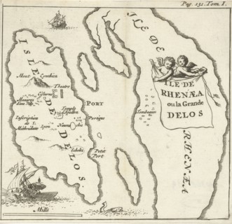 Map of the Cycladic islands of Delos and Rhenia, Greece, Jan Luyken, Hendrick and Dirk Boom, 1679