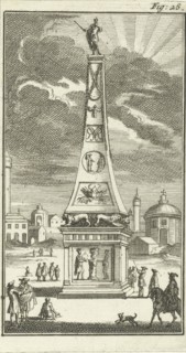 Obelisk with the statue of King William III, Jan Luyken, Barent Beeck, 1691