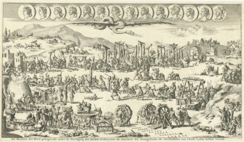 Christian Persecution in Roman times, Jan Luyken, Wilhelmus Goeree (I), 1690