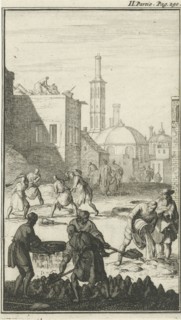 Manufacturing of lime in Persia, Jan Luyken, Charles Angot, 1689