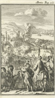 Rhodes besieged by the Turks, Jan Luyken, Charles Angot, 1689