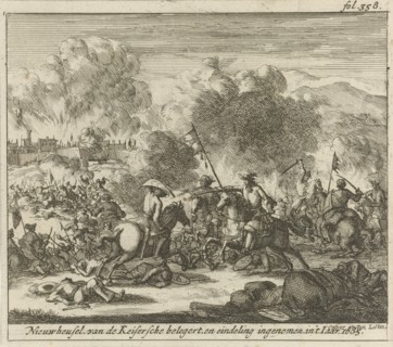 Siege and capture of NeuhÃ¤usel, 1685, Caspar Luyken, Jan Luyken, Jurriaen van Poolsum, 1689