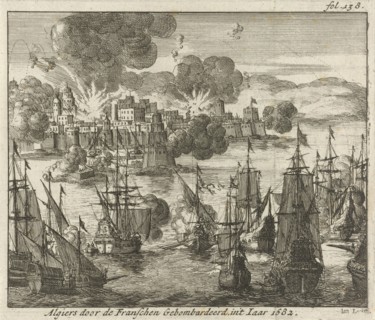 Algiers bombed by the French in 1682, Jan Luyken, Jurriaen van Poolsum, 1689