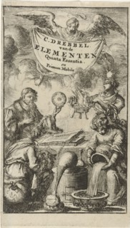 Scholar studies a book in the presence of Earth, Water and Fire, Jan Luyken, Jacob Claus, 1688
