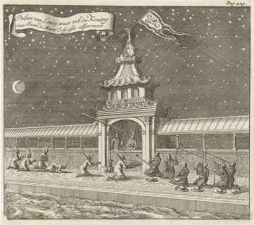 King of Siam (Thailand) observes the lunar eclipse from his palace, Jan Luyken, Aart Dircksz
