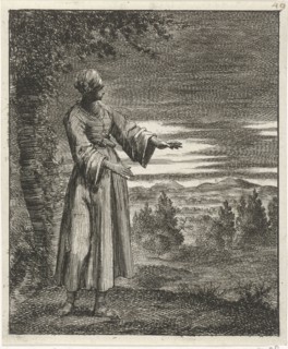 Woman walking in the night, Jan Luyken, Pieter Arentsz (II), 1687