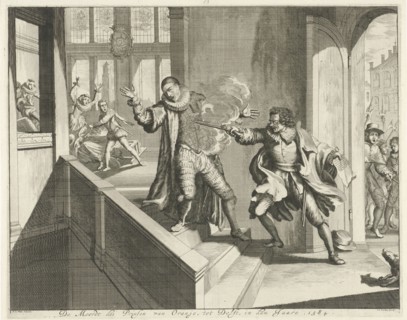 Murder of the Prince of Orange, 1584, Jan Luyken, widow Joannes van Someren, Abraham Wolfgang,
