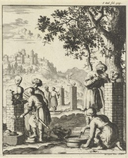 Thieves and swindlers punishment bricked, Jan Luyken, 1682