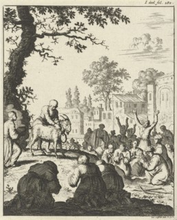 Worship of the white goat, print maker: Jan Luyken, weduwe Joannes van Someren, 1682