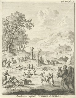 Laplanders worship the god Wirku Accha, Jan Luyken, 1682