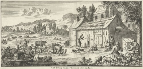 Shepherds donate a tenth of their flock, Willem Goeree, Jan Luyken, 1683
