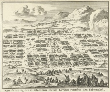 Tent Camps of the twelve tribes of Israel arranged around the tabernacle, Jan Luyken, Willem