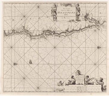 Sea chart of the east coast of Brazil, Jan Luyken, Claes Jansz Voogt, Johannes van Keulen (I), 1683